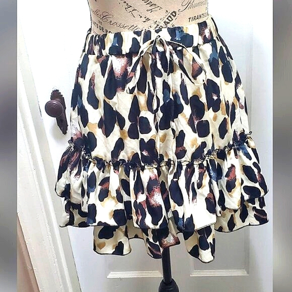Skin Prints Brown Casual Skirt Sz S🌴